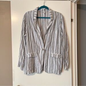 Cato Striped Linen Blend Blazer Size Large